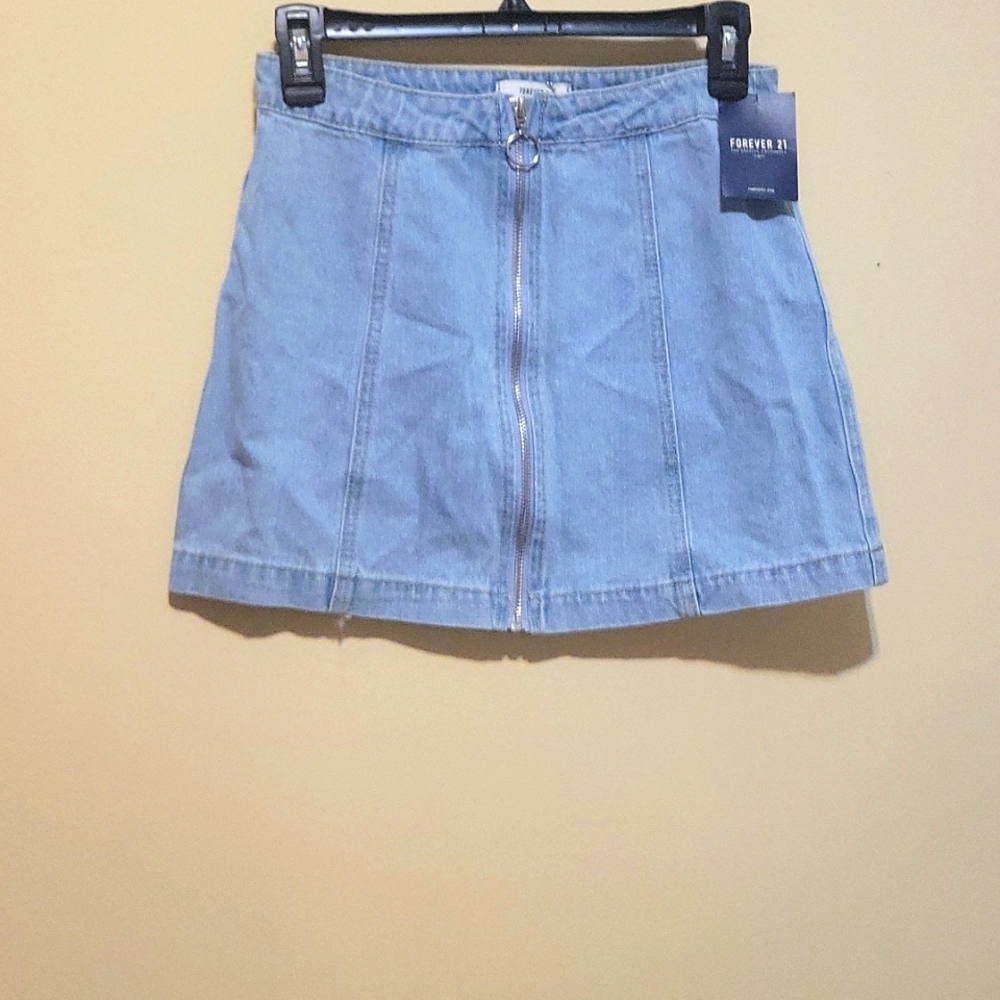 Forever 21 Zipper Jean Mini Skirt